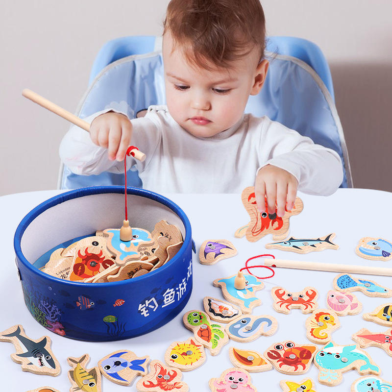 Fishing Equipment Kids - Wooden Magnetic Fishing Toys for Children