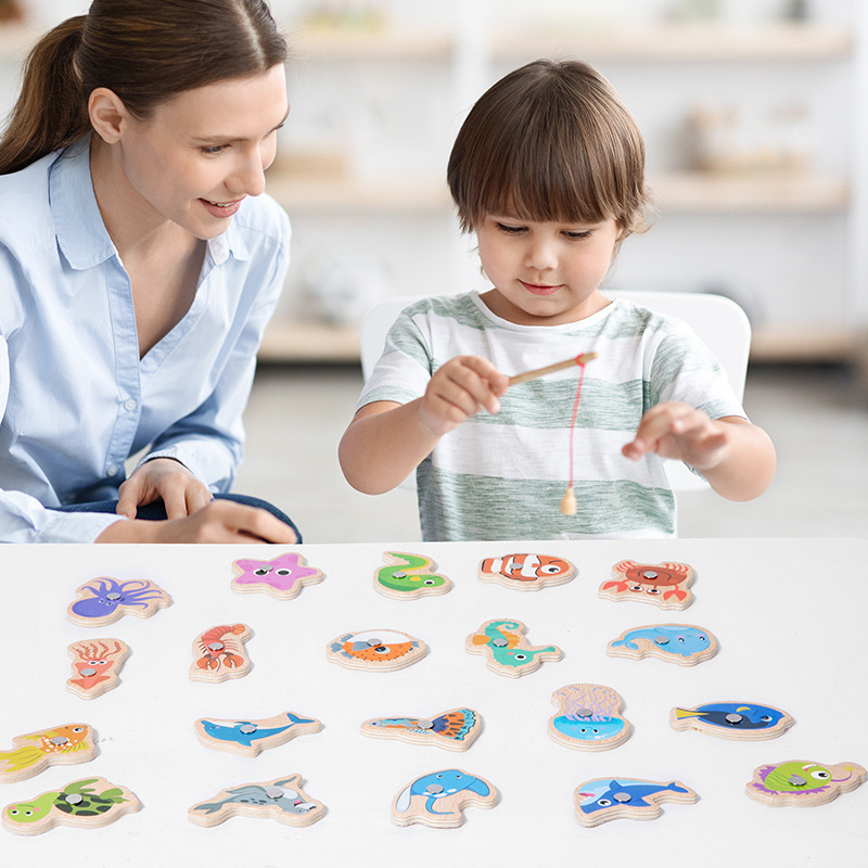 Wooden Magnetic Fishing Toys f - Fishing Equipment Kids recension och pris