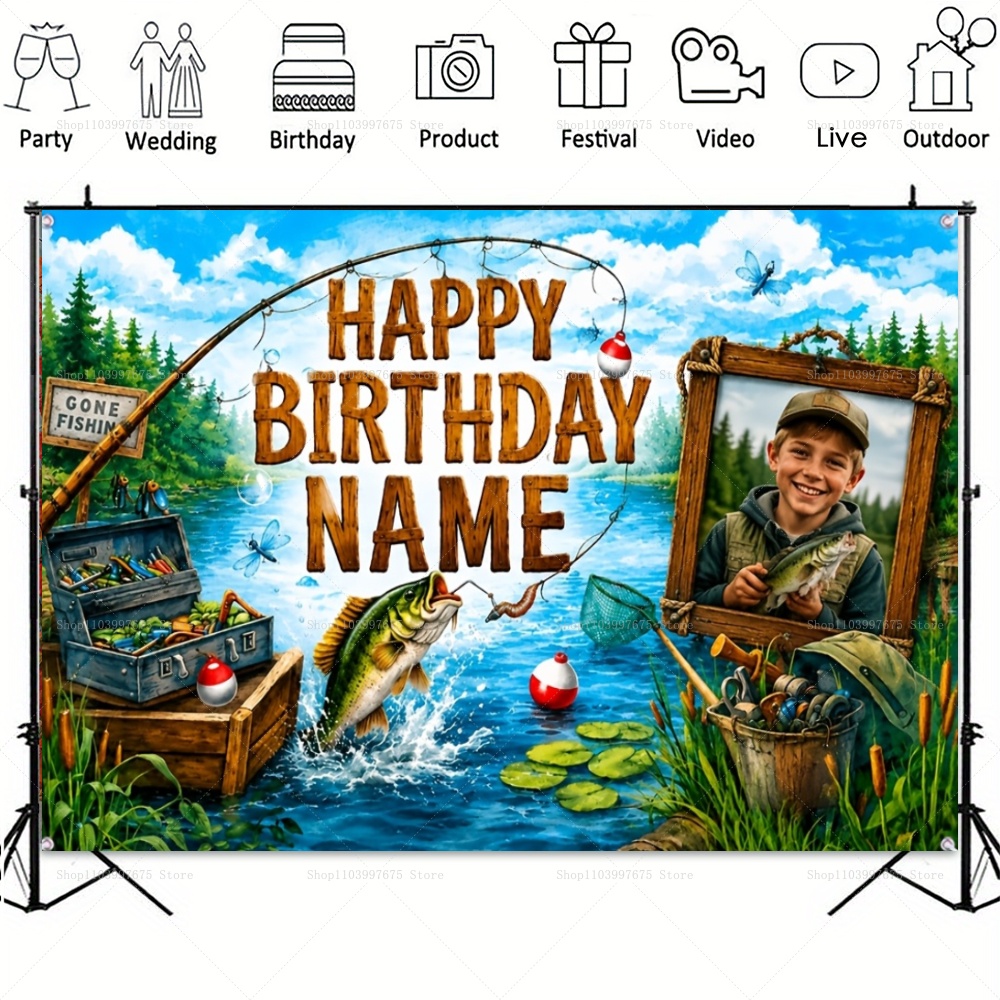 Custom Name Photo fishing-them - Fishing Equipment Kids recension och pris